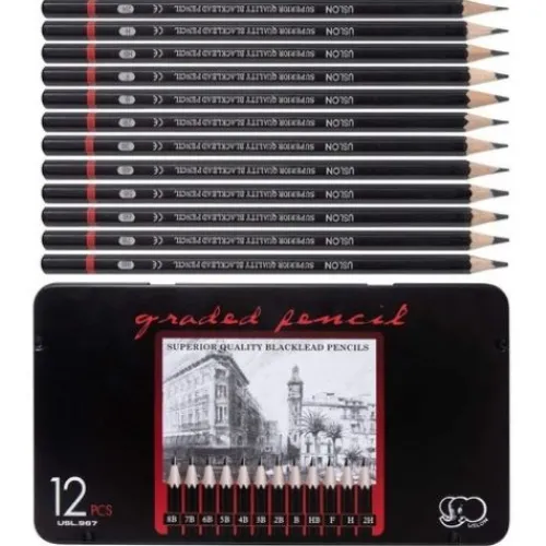 Materiales Y Productos De Arte | Productos Y Materiales Para Caligrafía< Juego De Lápices De Dibujo X12 En Todos Las Gamas