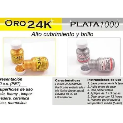 Materiales Y Productos De Arte< pintura metalizada oro 24k y plata, Bordaliquida