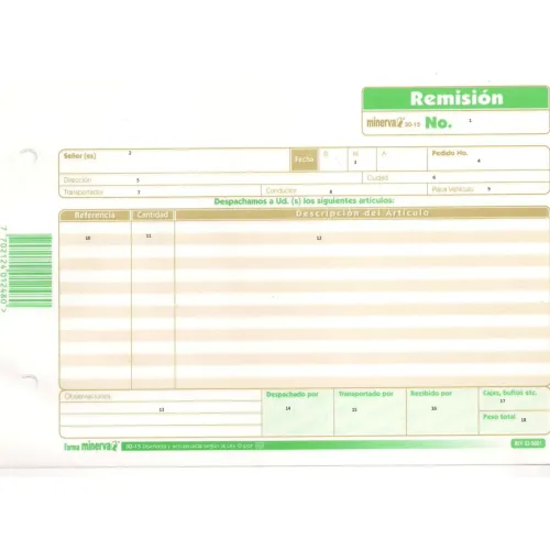 Suministros E Insumos De Oficina | Formas Preimpresas Administrativas< Remisión Minerva Bond X 50 Hojas Ref 3015